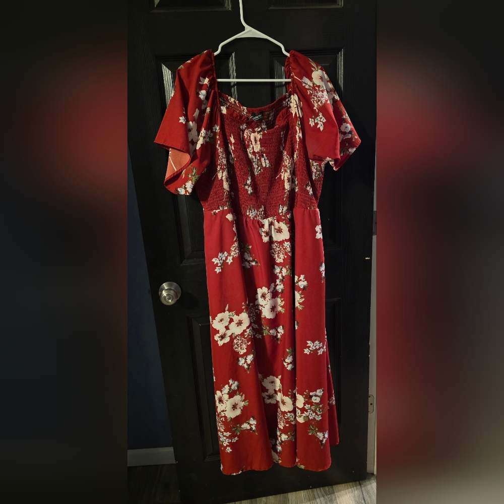 BloomChic Red and White Floral Dress